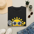 Sun Tennis Emoji T-Shirt — Cute Sunglasses Sun Playing Tennis Graphic Tee