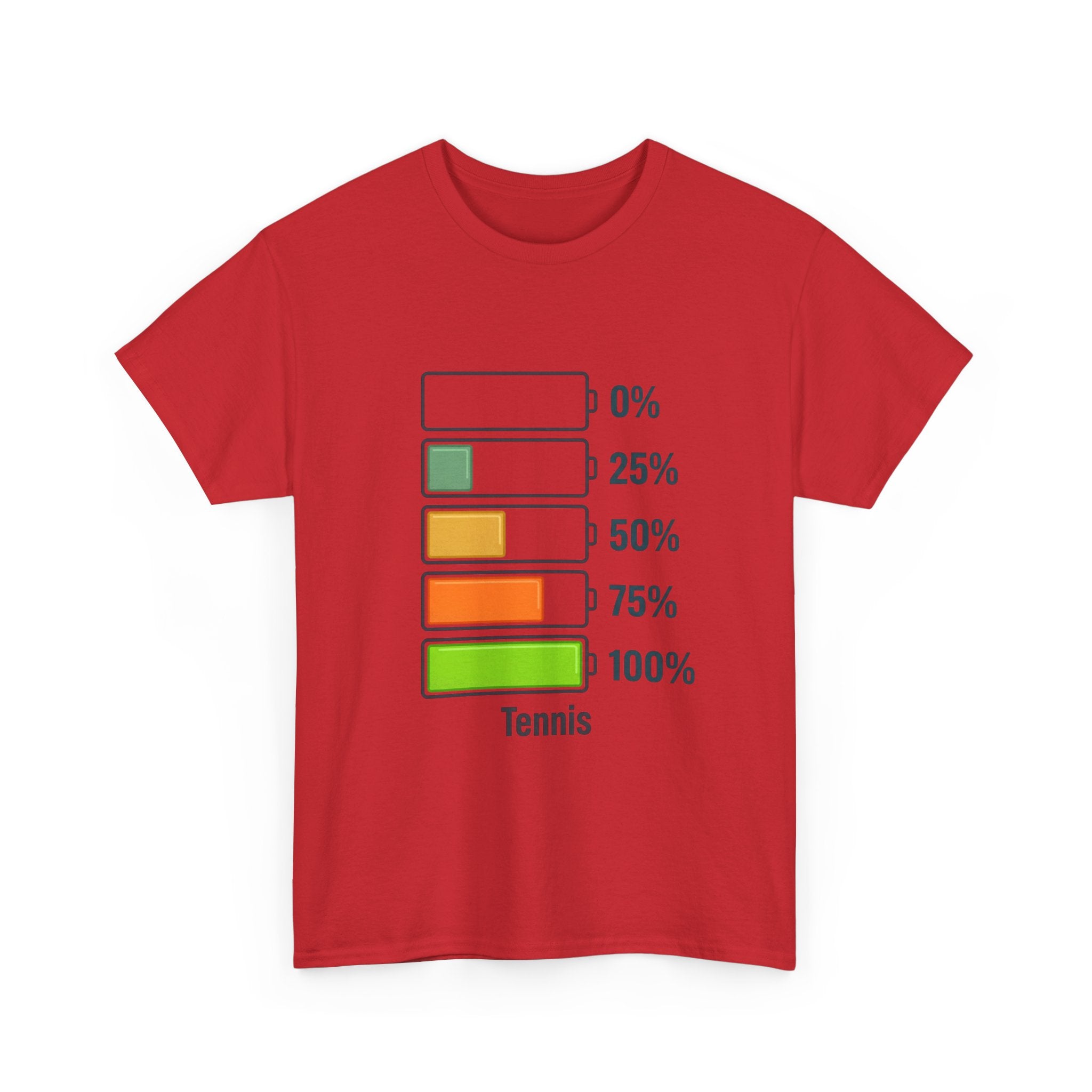 T-Shirt — Tennis Battery Level Graphic Tee (0%-100%)