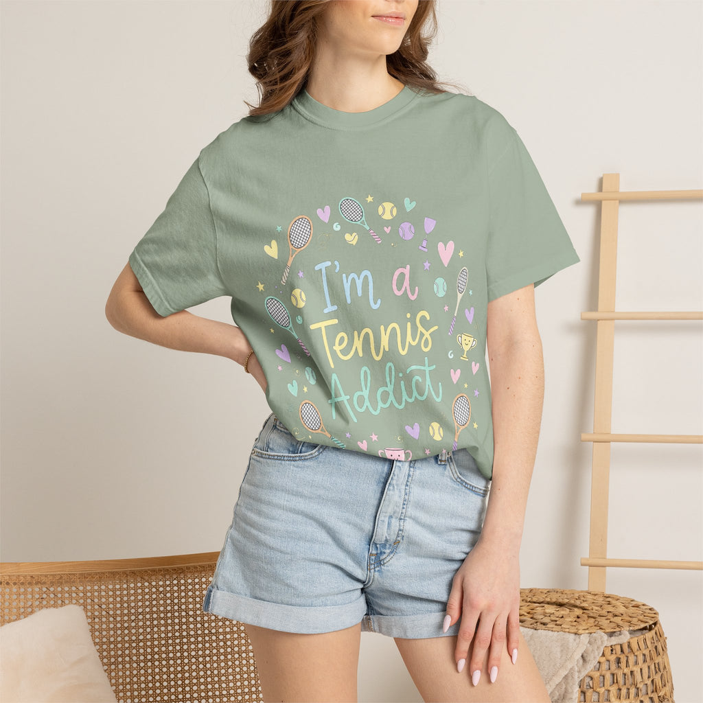 I'm a Tennis Addict T‑Shirt — Cute Pastel Tennis Graphic Tee for Players & Fans