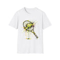 Tennis Racket & Ball Splash T‑Shirt — Watercolor Sports Graphic Tee