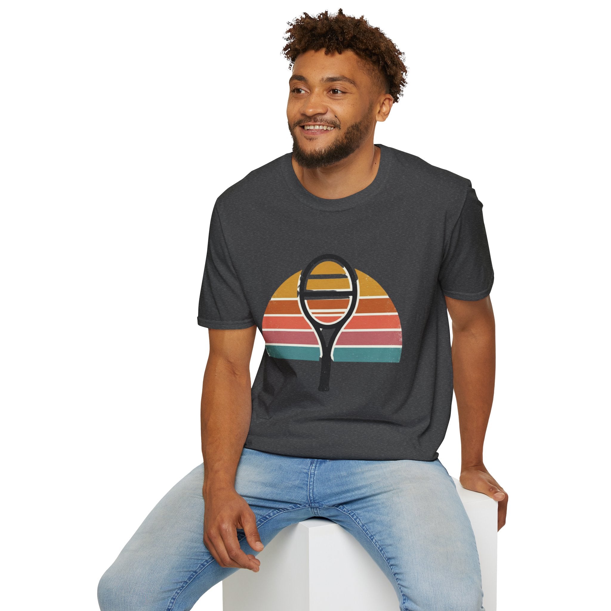 Tennis Racket Retro Sunset T-Shirt