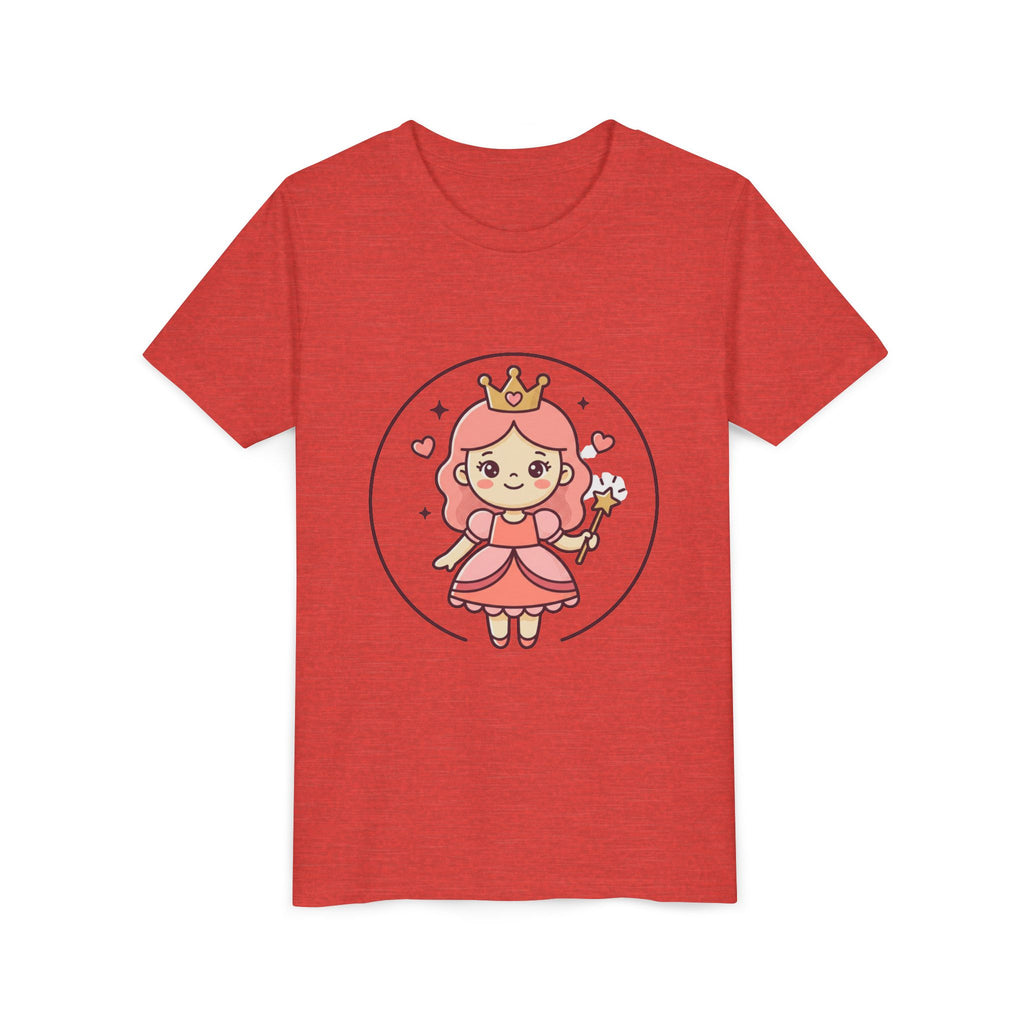 Princess Fairy Kids T-Shirt - Cute Pink Crowned Princess Graphic Youth Tee