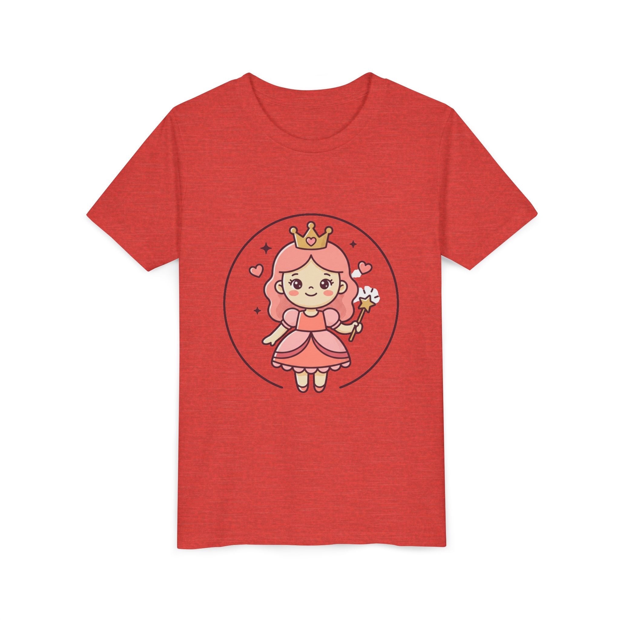 Princess Fairy Kids T-Shirt - Cute Pink Crowned Princess Graphic Youth Tee