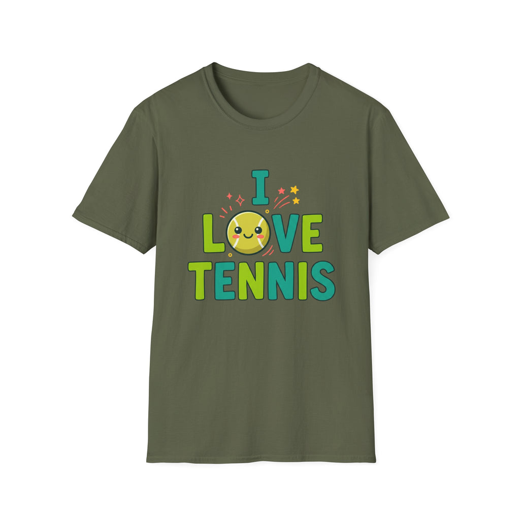 I Love Tennis T-Shirt — Cute Smiley Tennis Ball Tee for Players & Fans