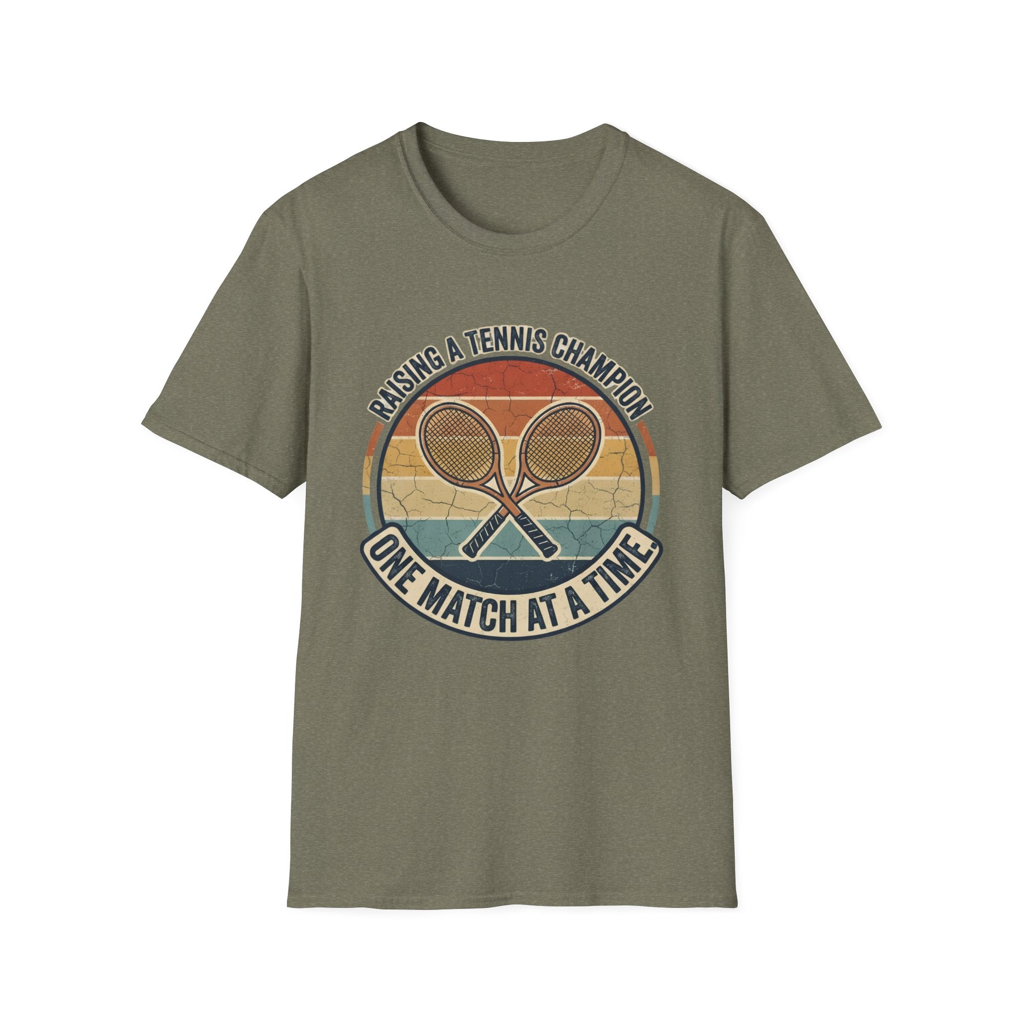 T-Shirt — Raising a Tennis Champion Vintage Graphic (“One Match at a Time”)