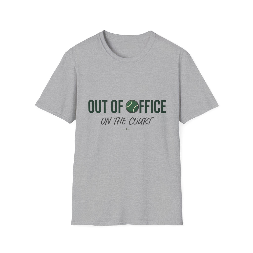 T-Shirt — "Out of Office on the Court" Tennis Graphic Tee