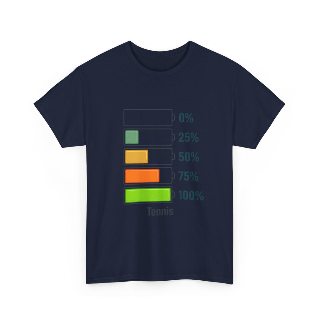 T-Shirt — Tennis Battery Level Graphic Tee (0%-100%)