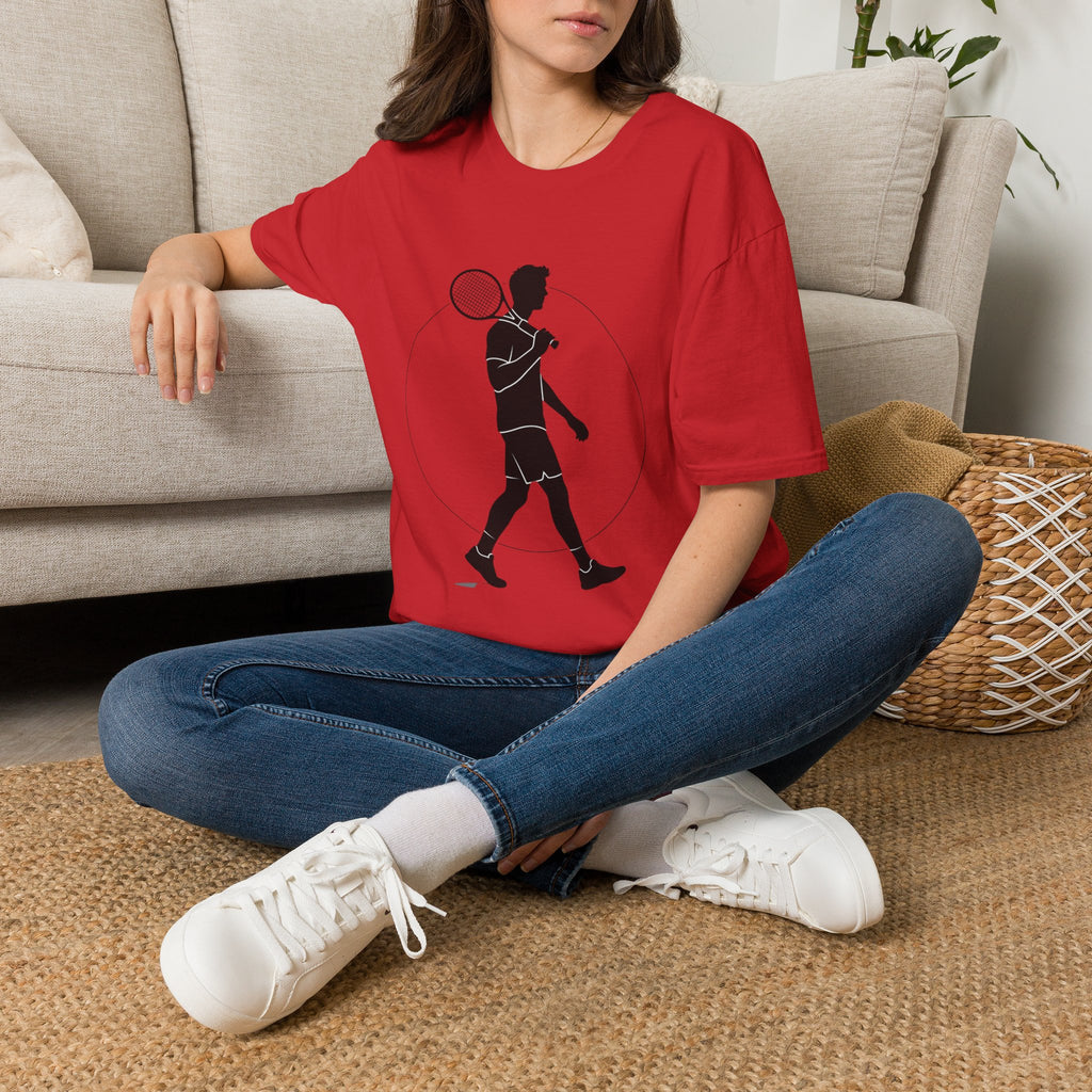 Tennis Player Silhouette T‑Shirt — Minimal Athletic Graphic Tee