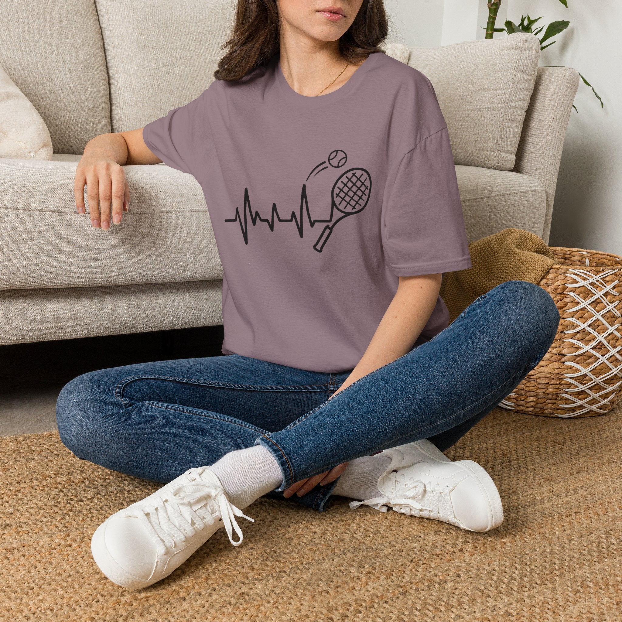 Tennis Heartbeat T-Shirt — Racket & Ball Graphic Tee for Players