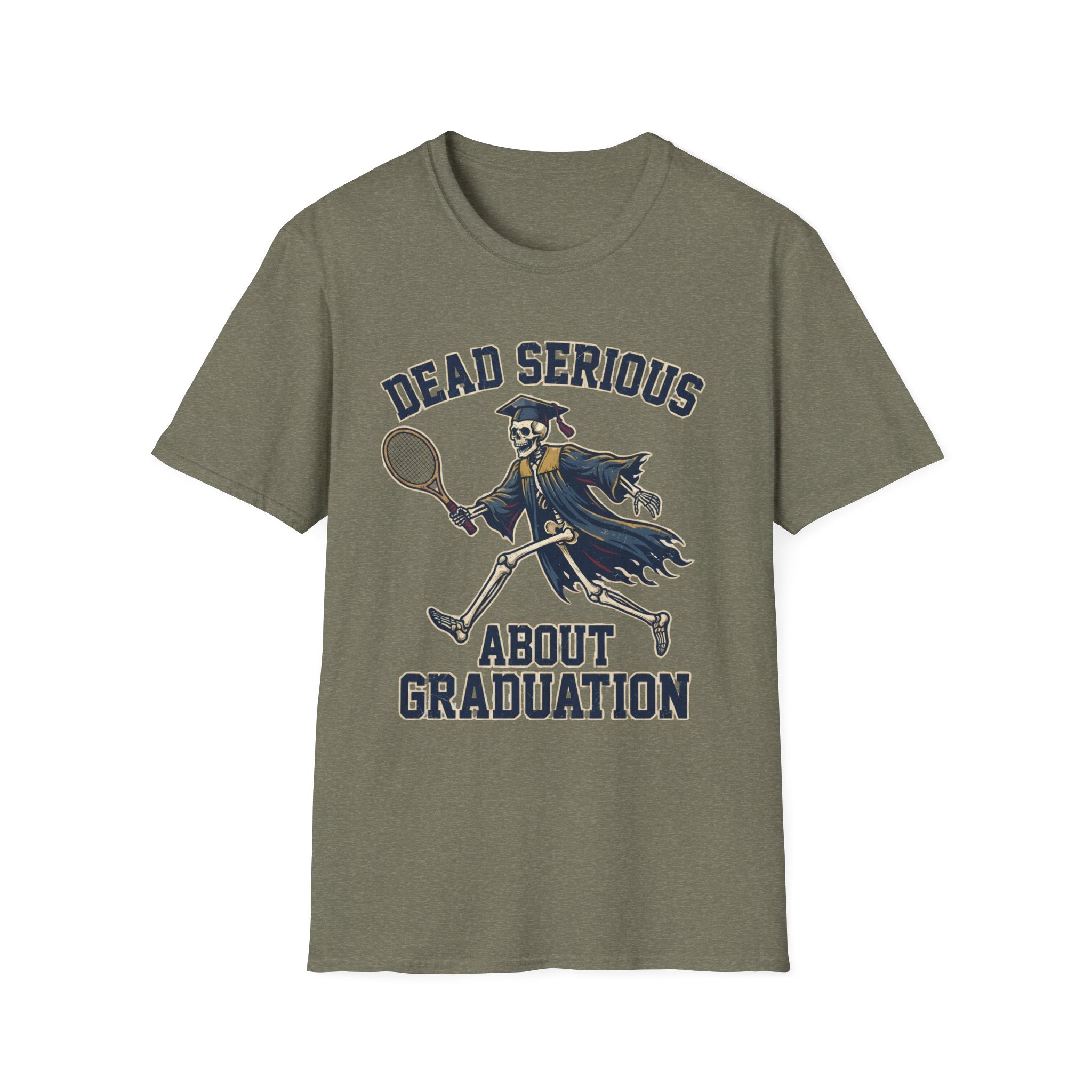 Graduation T-Shirt — "Dead Serious" Funny Skeleton Grad Tee