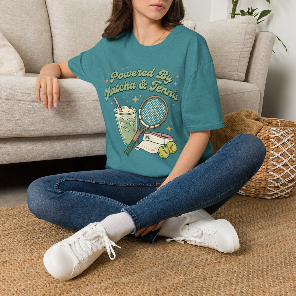 Powered by Matcha & Tennis Tee — Cute Athletic Tea Lover Shirt
