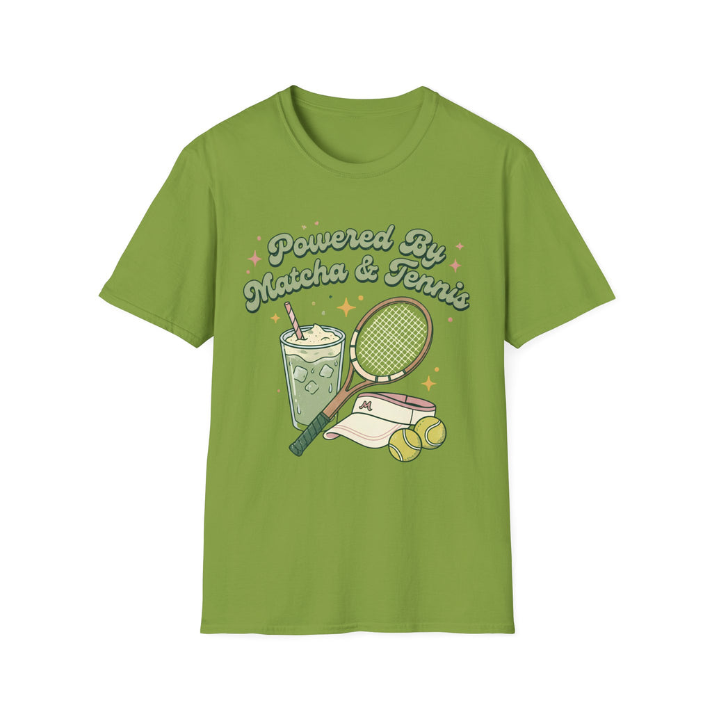 Powered by Matcha & Tennis Tee — Cute Athletic Tea Lover Shirt