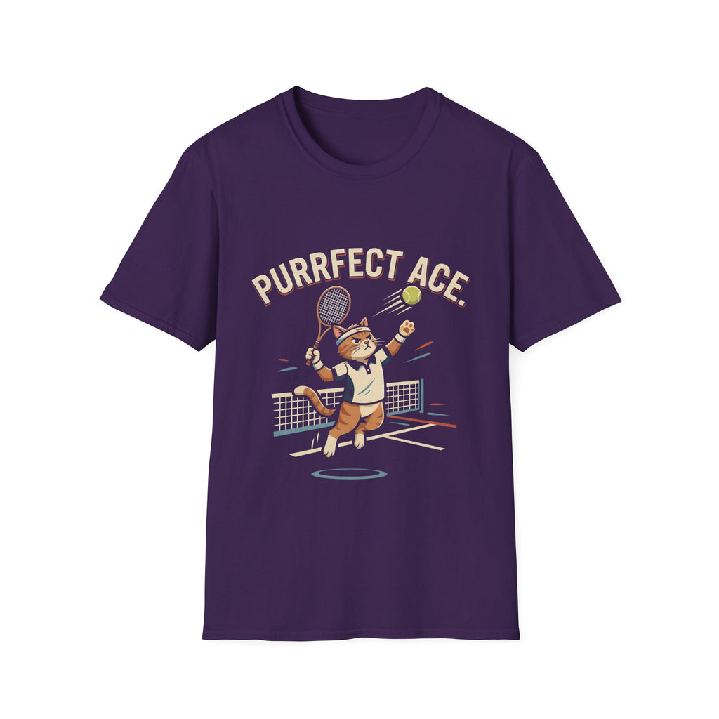 Purrfect Ace Tennis T‑Shirt — Cute Cat Tennis Player Graphic Tee