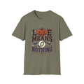 T-Shirt — "Love Means Nothing" Halloween Pumpkin Graphic Tee