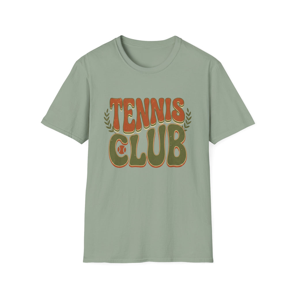 Tennis Club T‑Shirt — Retro Green & Orange Graphic Tee