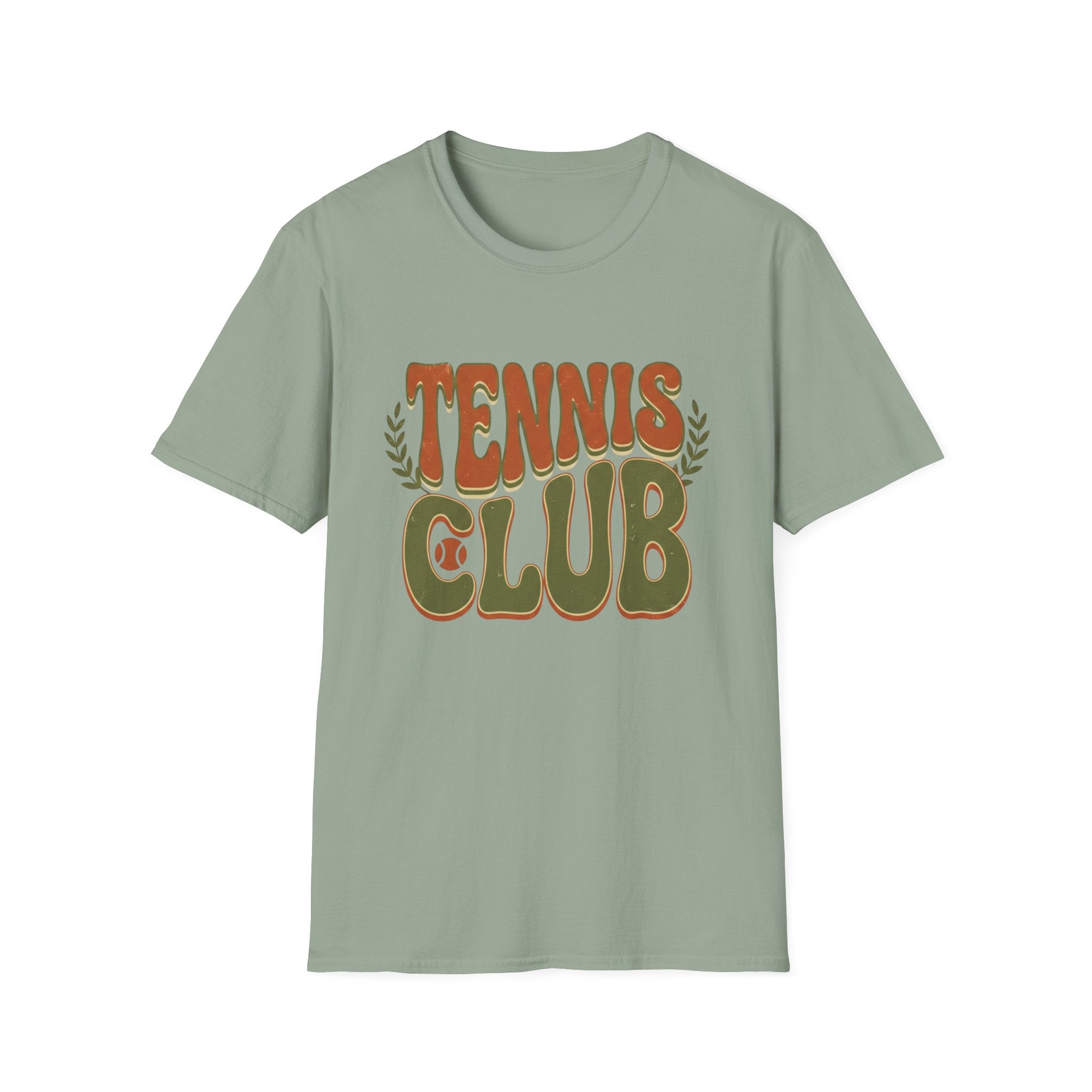 Tennis Club T‑Shirt — Retro Green & Orange Graphic Tee