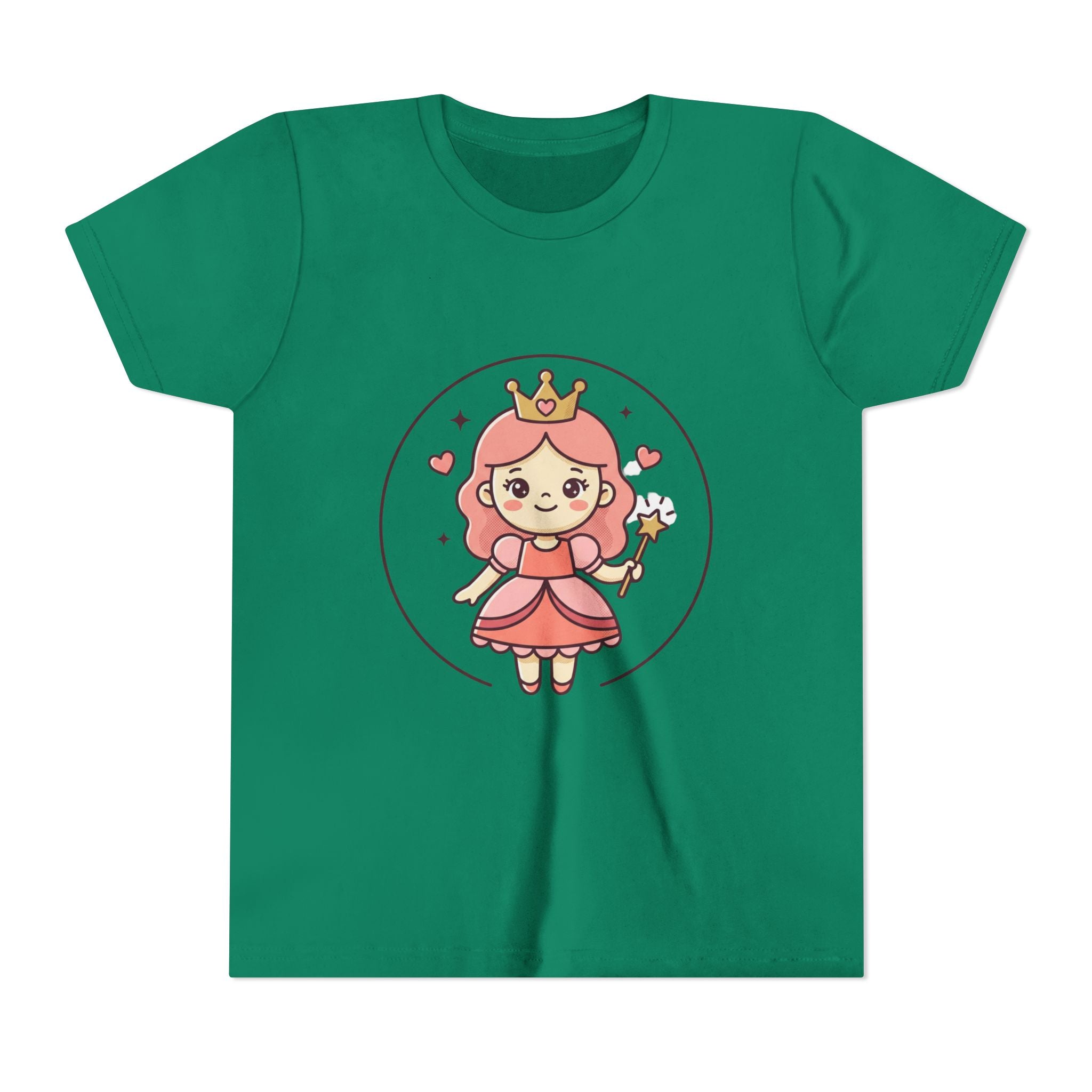 Princess Fairy Kids T-Shirt - Cute Pink Crowned Princess Graphic Youth Tee