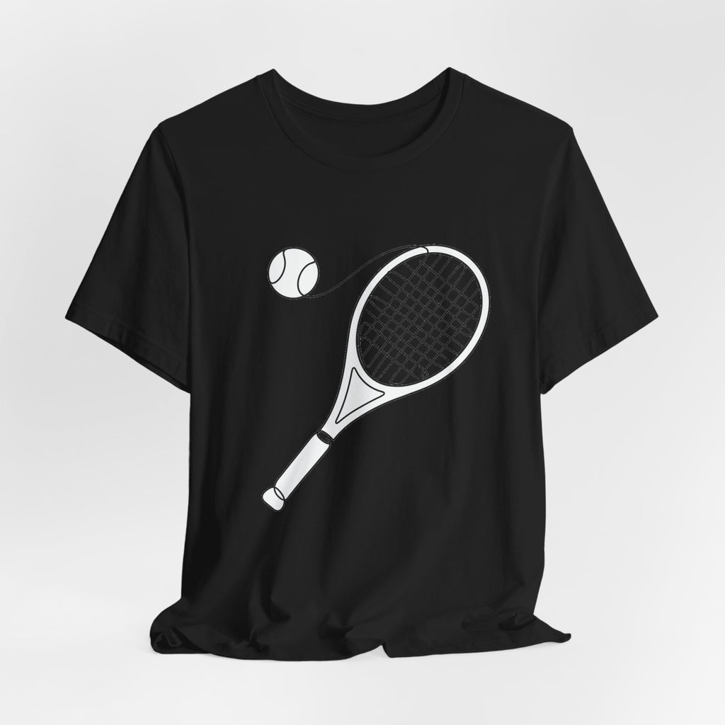 Tennis Racket & Ball Graphic Tee – Minimal Sports T‑Shirt for Players & Fans