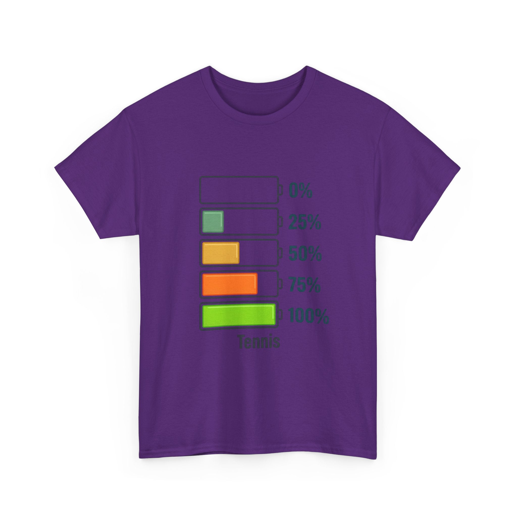 T-Shirt — Tennis Battery Level Graphic Tee (0%-100%)
