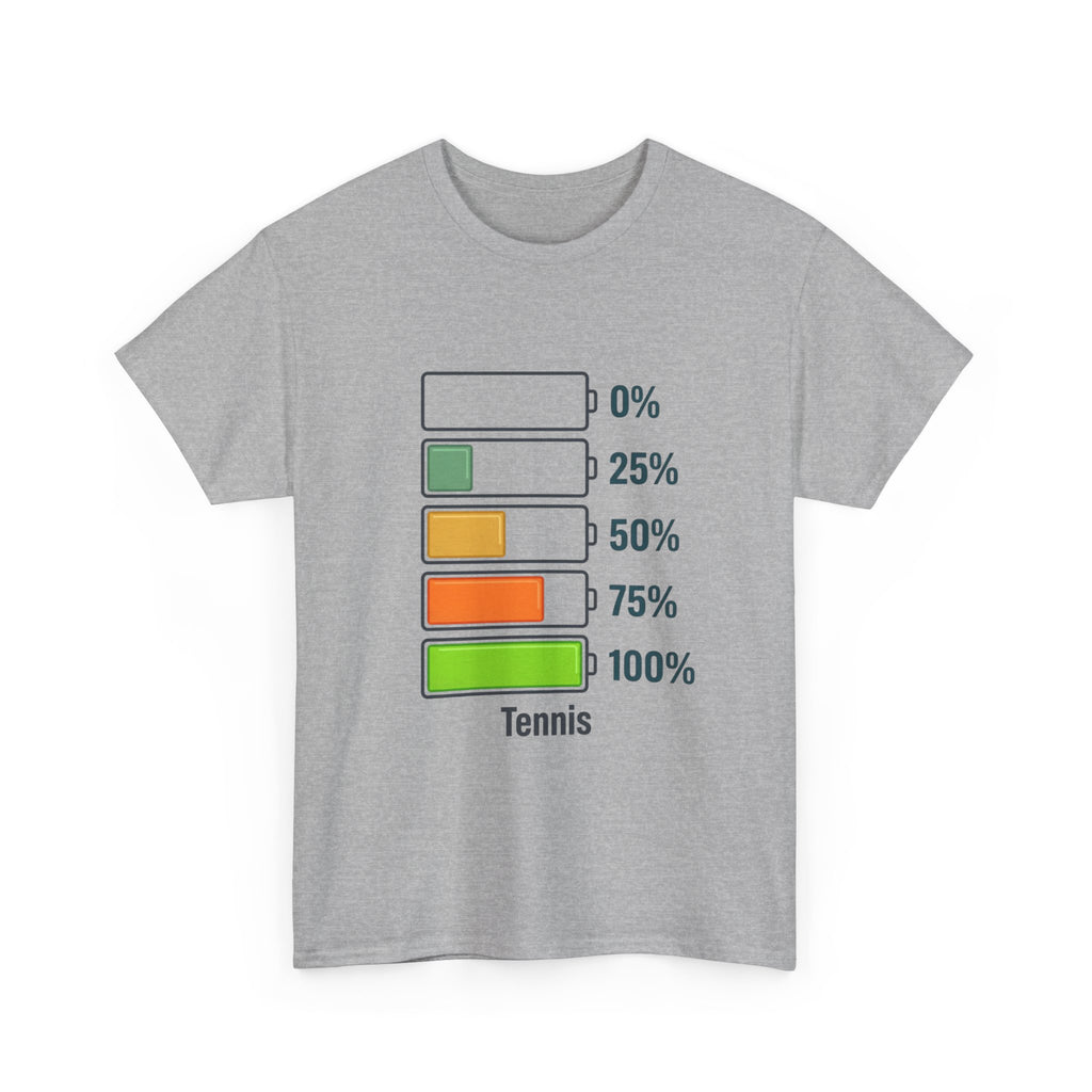 T-Shirt — Tennis Battery Level Graphic Tee (0%-100%)