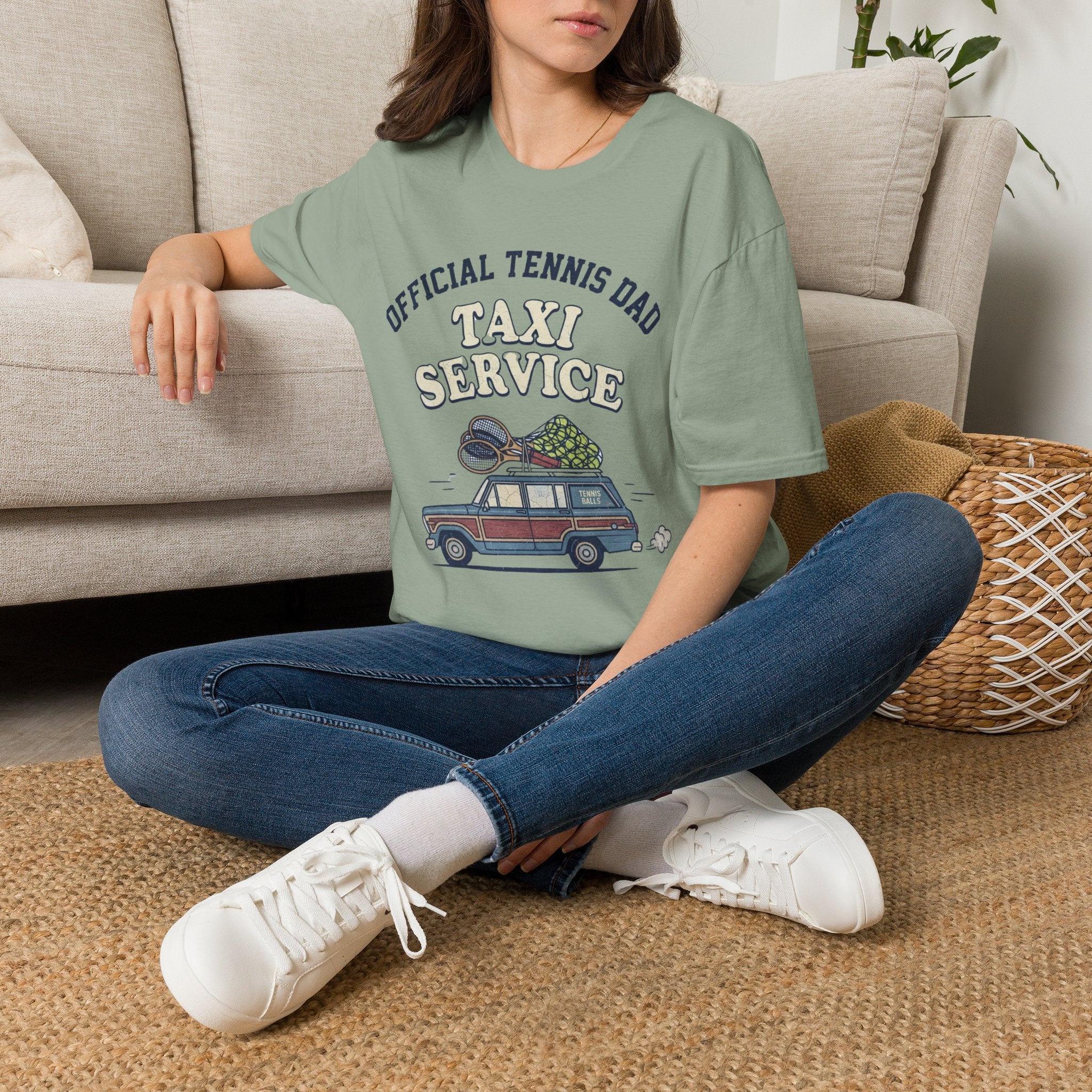 T-Shirt — "Official Tennis Dad Taxi Service" Vintage Car Dad Tee