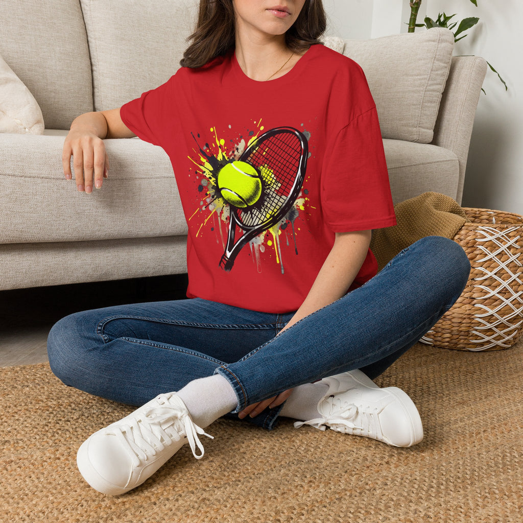 T-Shirt — Splash Tennis Racket & Ball Graphic Tee