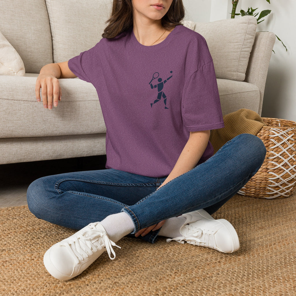 Tennis Player Minimalist T‑Shirt — Geometric Tennis Graphic Tee