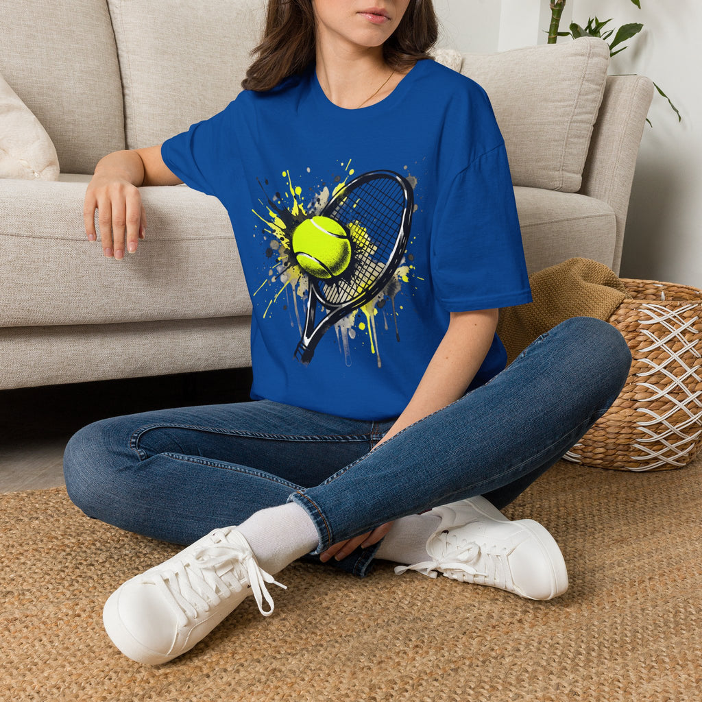 T-Shirt — Splash Tennis Racket & Ball Graphic Tee