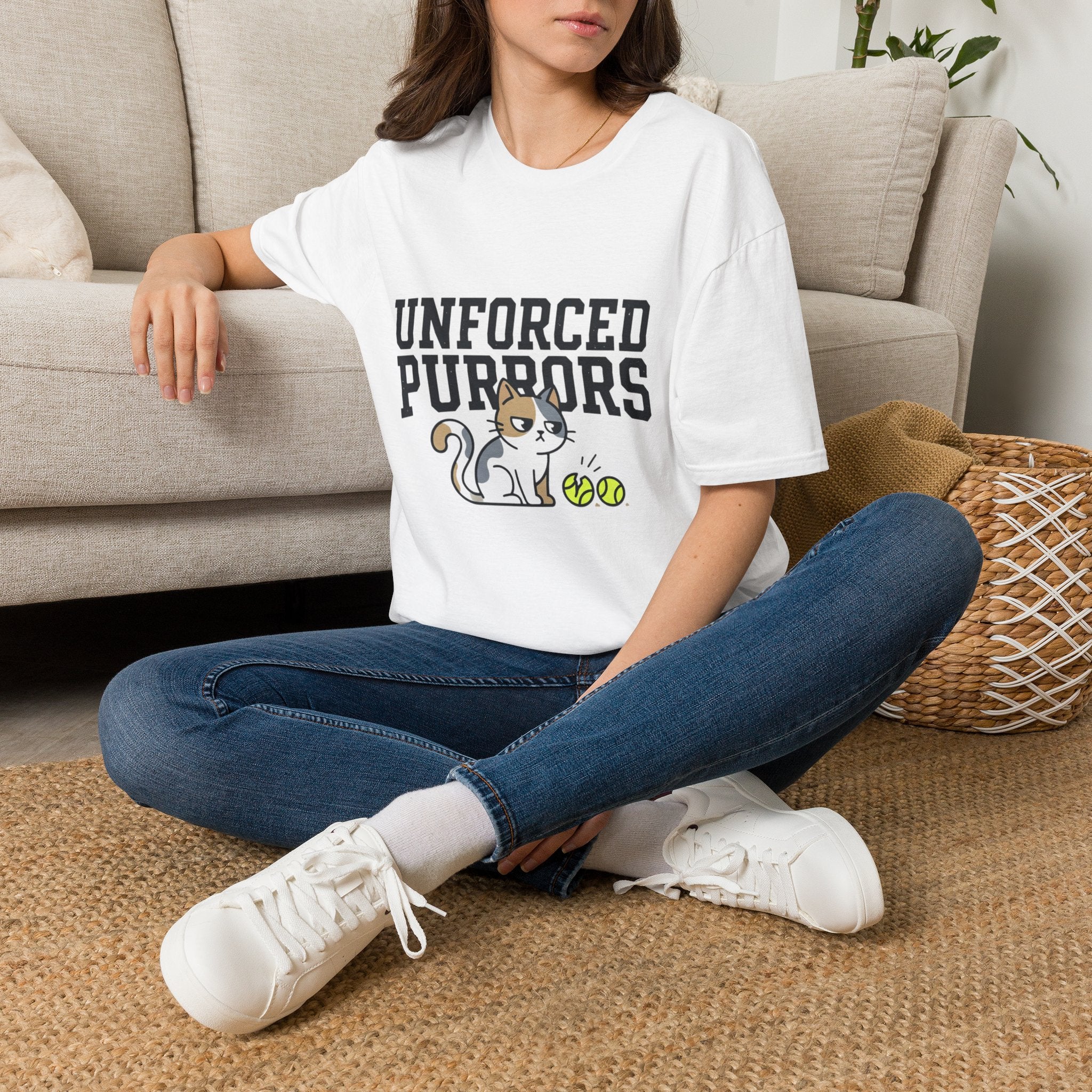 Unforced Purrs Cat T-Shirt — Funny Tennis Cat Graphic Tee