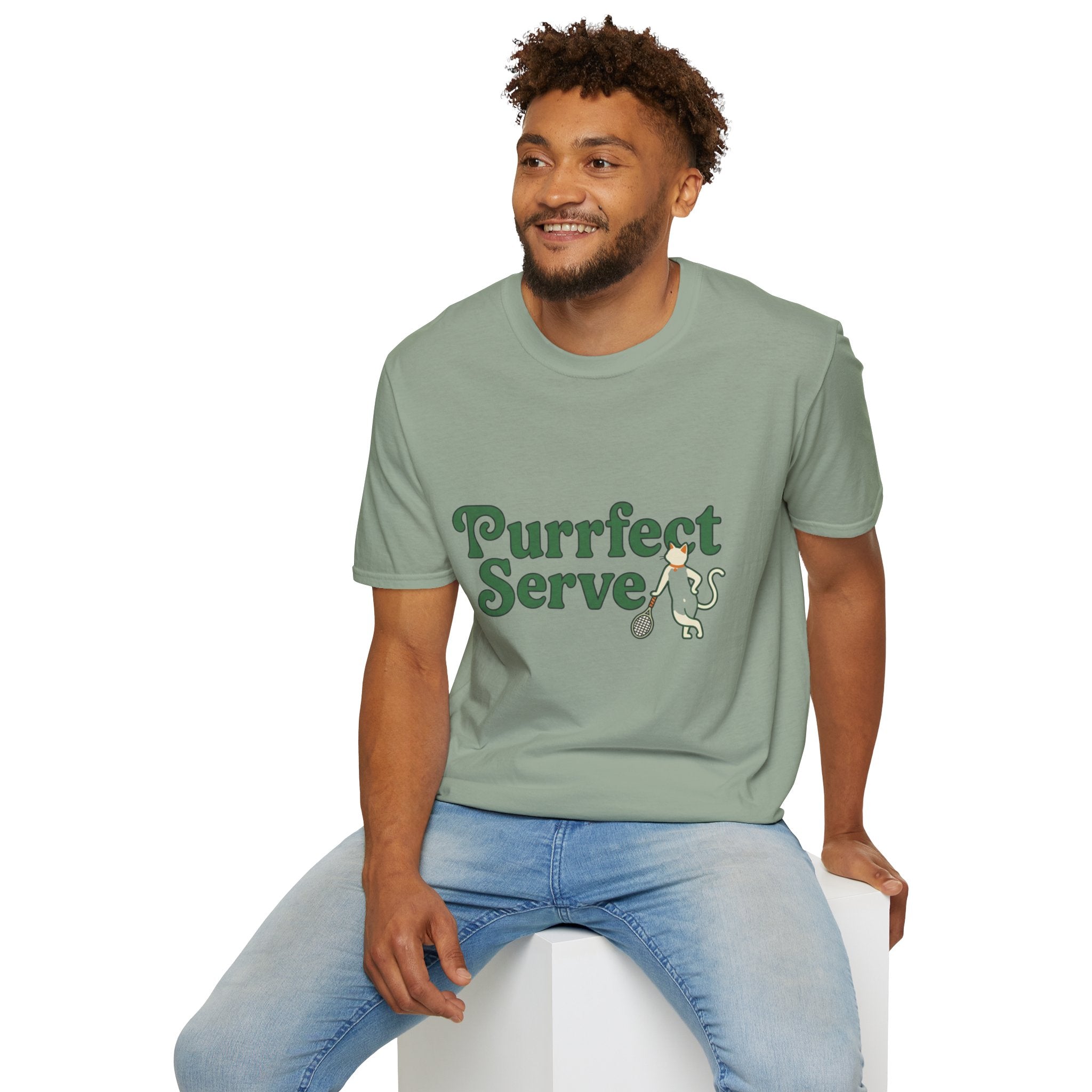 Purrfect Serve Cat Tennis T-Shirt