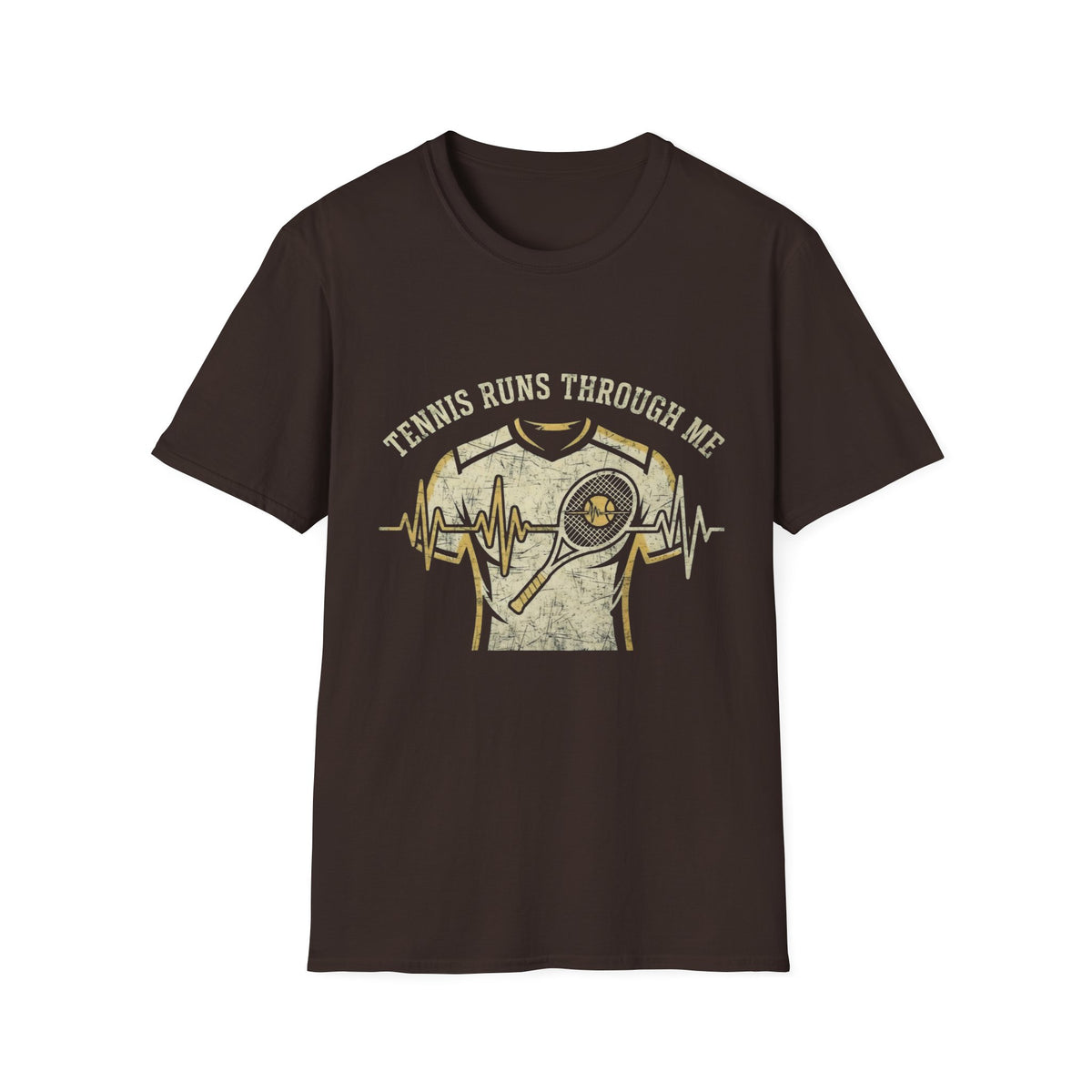 T-Shirt — "Tennis Runs Through Me" Vintage Tennis Heartbeat Tee
