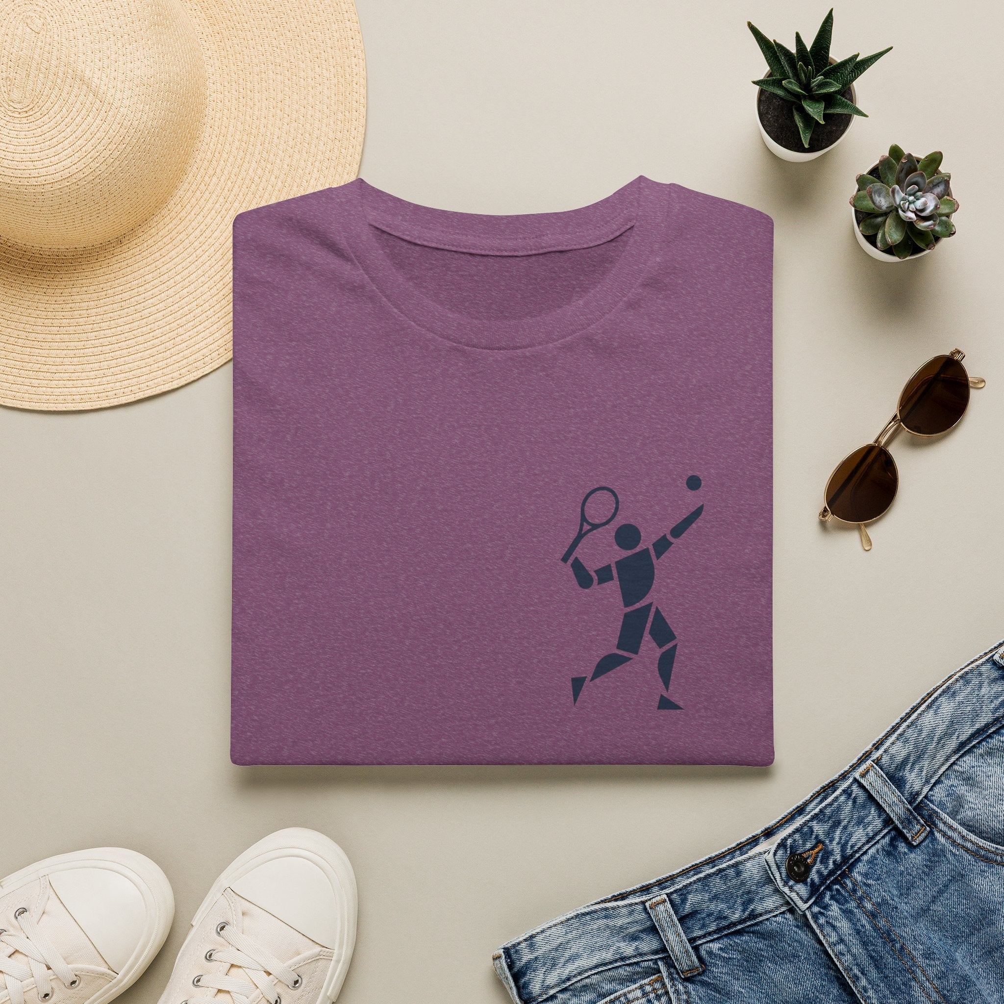 Tennis Player Minimalist T‑Shirt — Geometric Tennis Graphic Tee