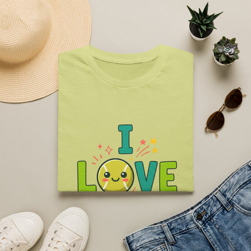 I Love Tennis T-Shirt — Cute Smiley Tennis Ball Tee for Players & Fans