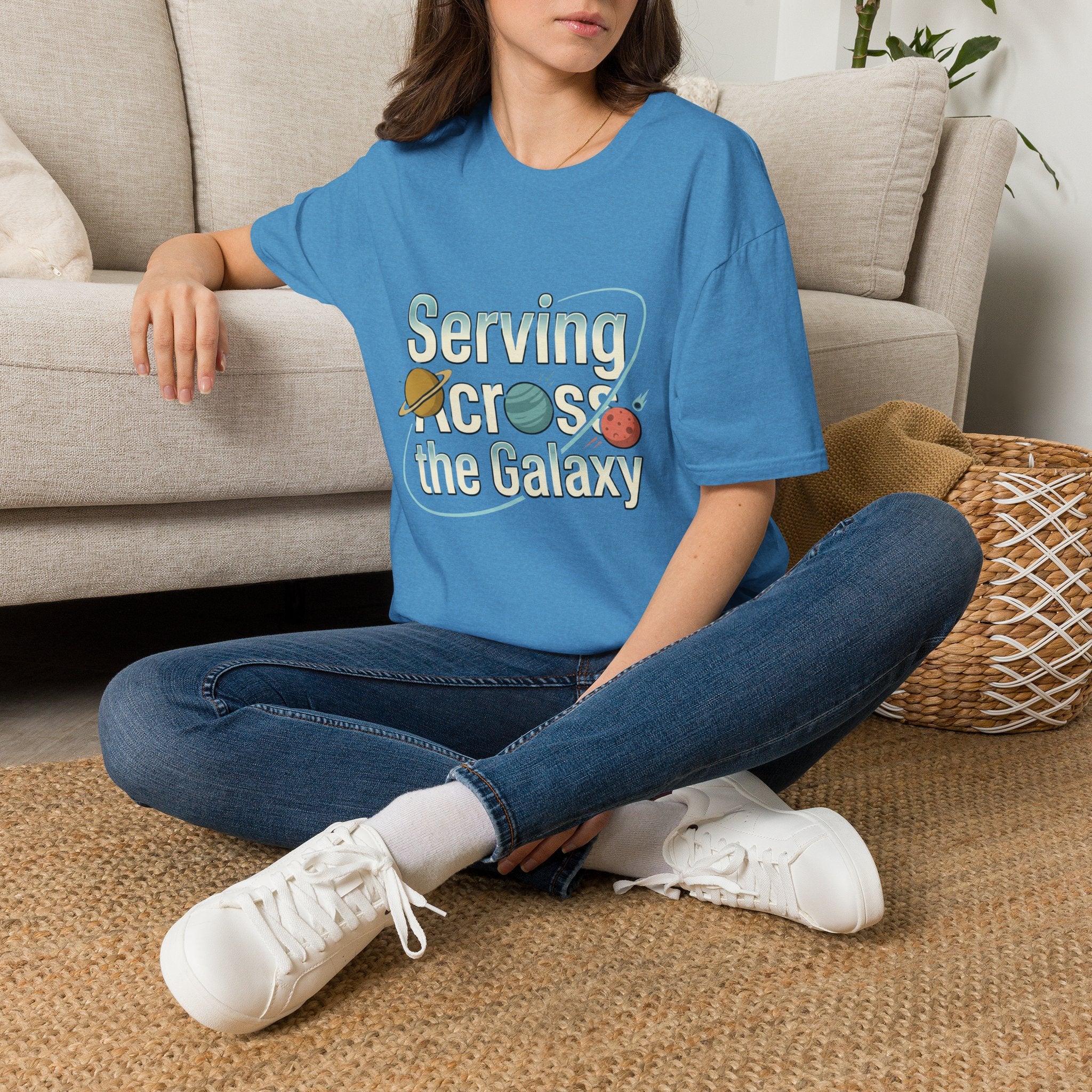 Serving Across the Galaxy Retro Space T-Shirt