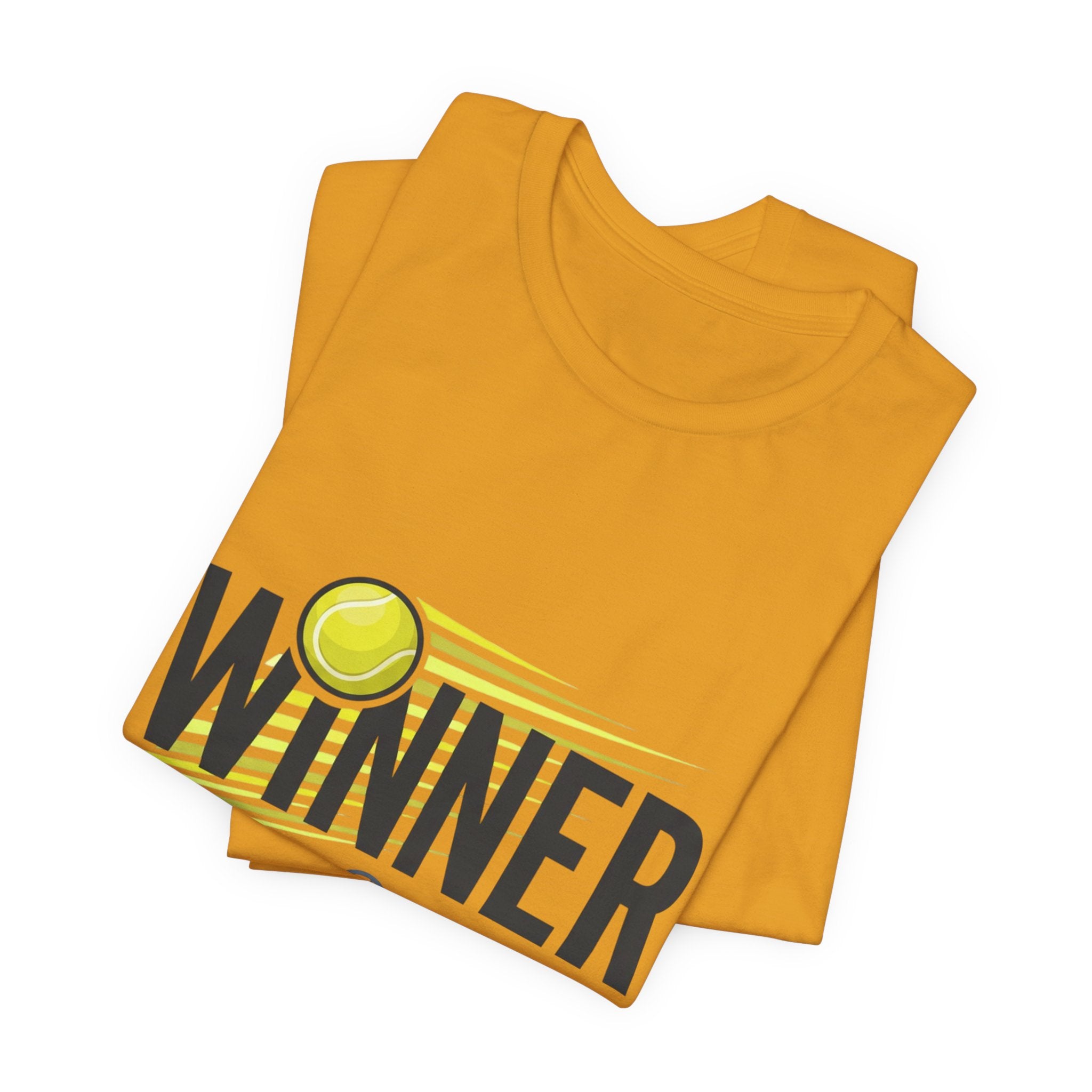 Winner Tennis T‑Shirt — Motivational Tennis Tee with Ball & Racket Graphic