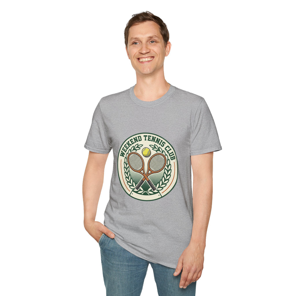 Weekend Tennis Club T-Shirt — Retro Tennis Racket & Ball Graphic