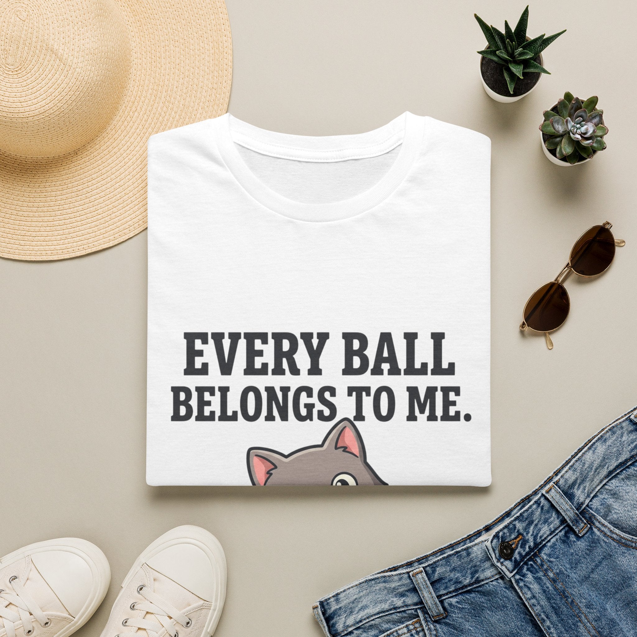 Every Ball Belongs to Me Cat T-Shirt — Cute Tennis Ball Cat Tee for Pet Lovers