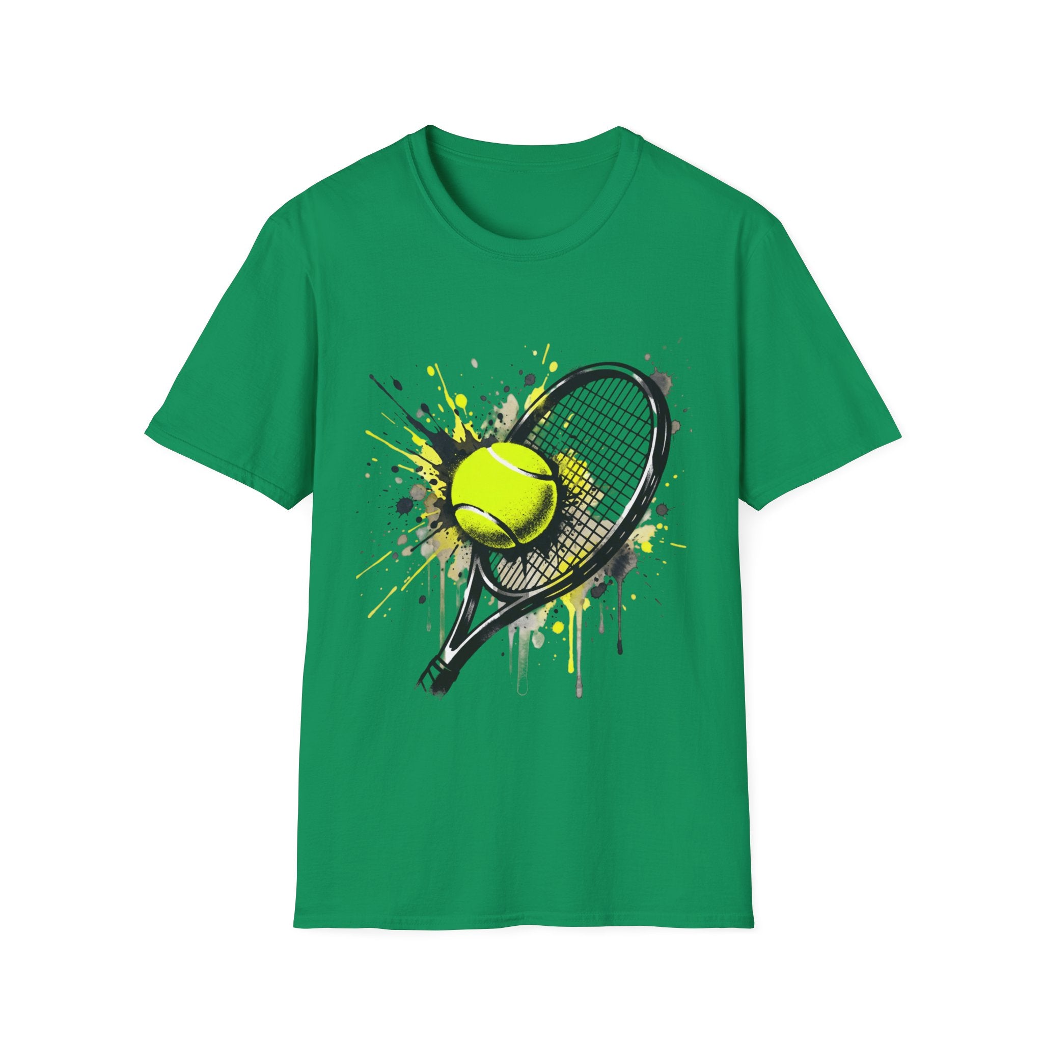 T-Shirt — Splash Tennis Racket & Ball Graphic Tee