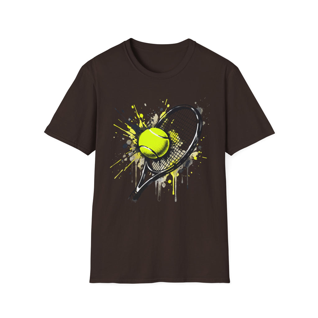 T-Shirt — Splash Tennis Racket & Ball Graphic Tee