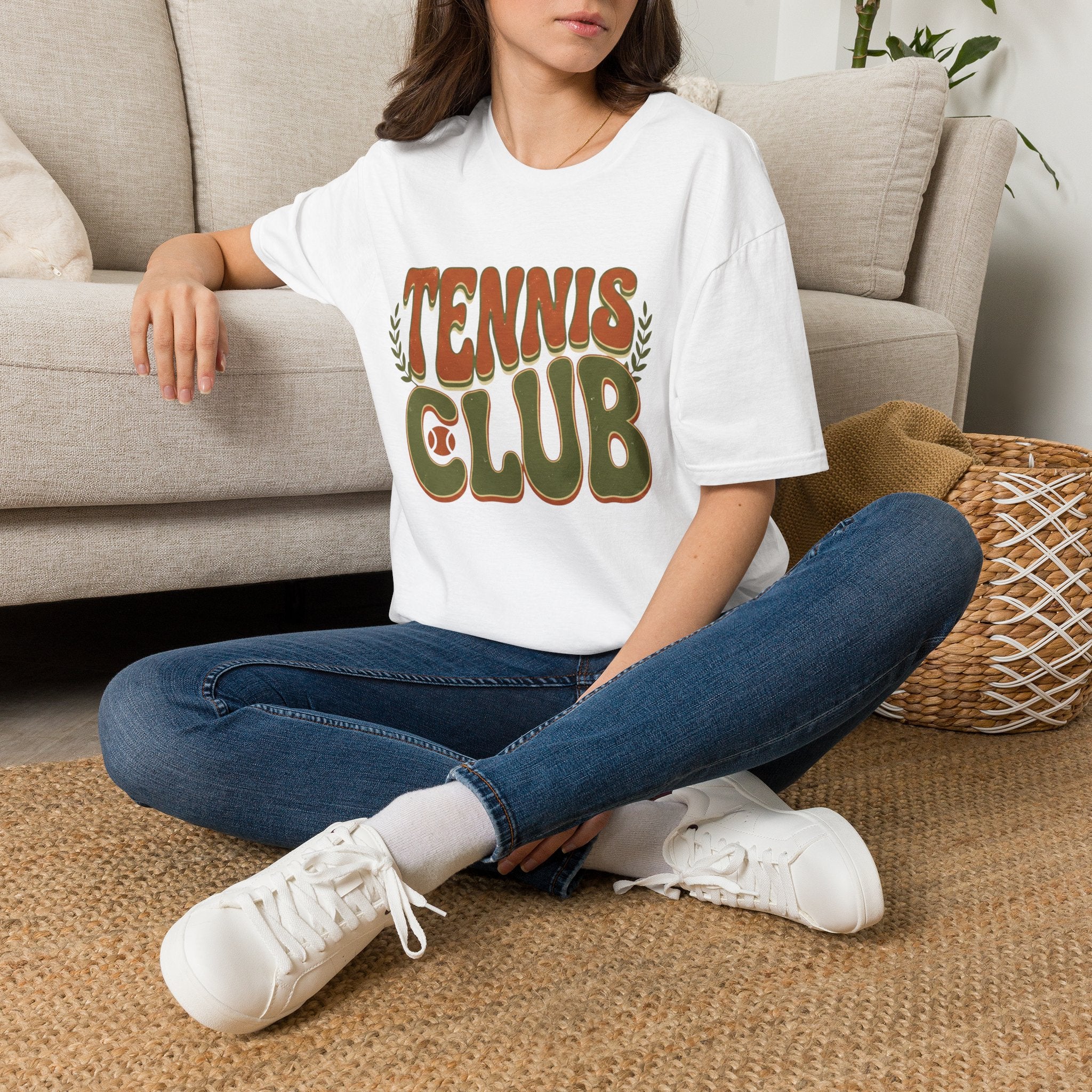 Tennis Club T‑Shirt — Retro Green & Orange Graphic Tee