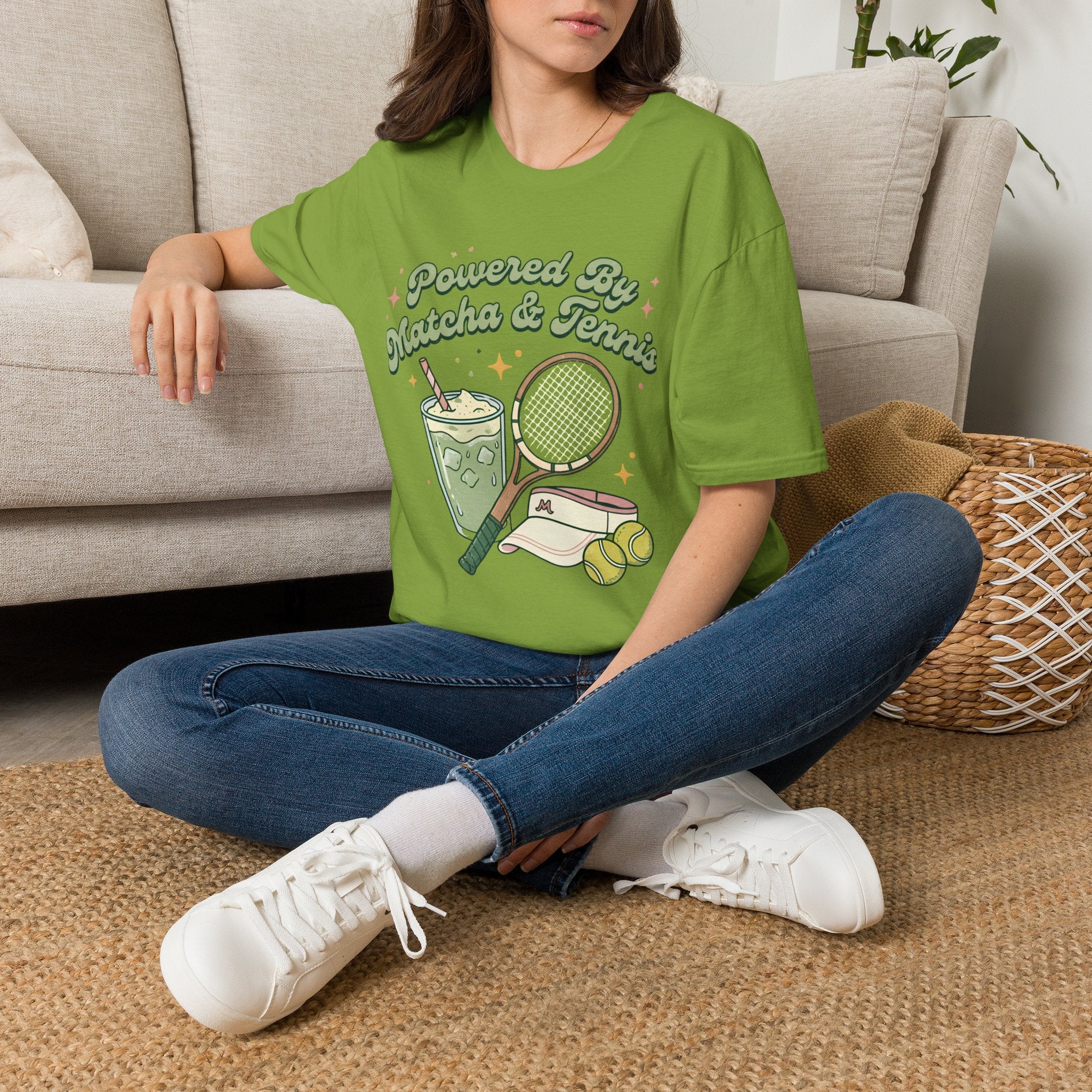 Powered by Matcha & Tennis Tee — Cute Athletic Tea Lover Shirt
