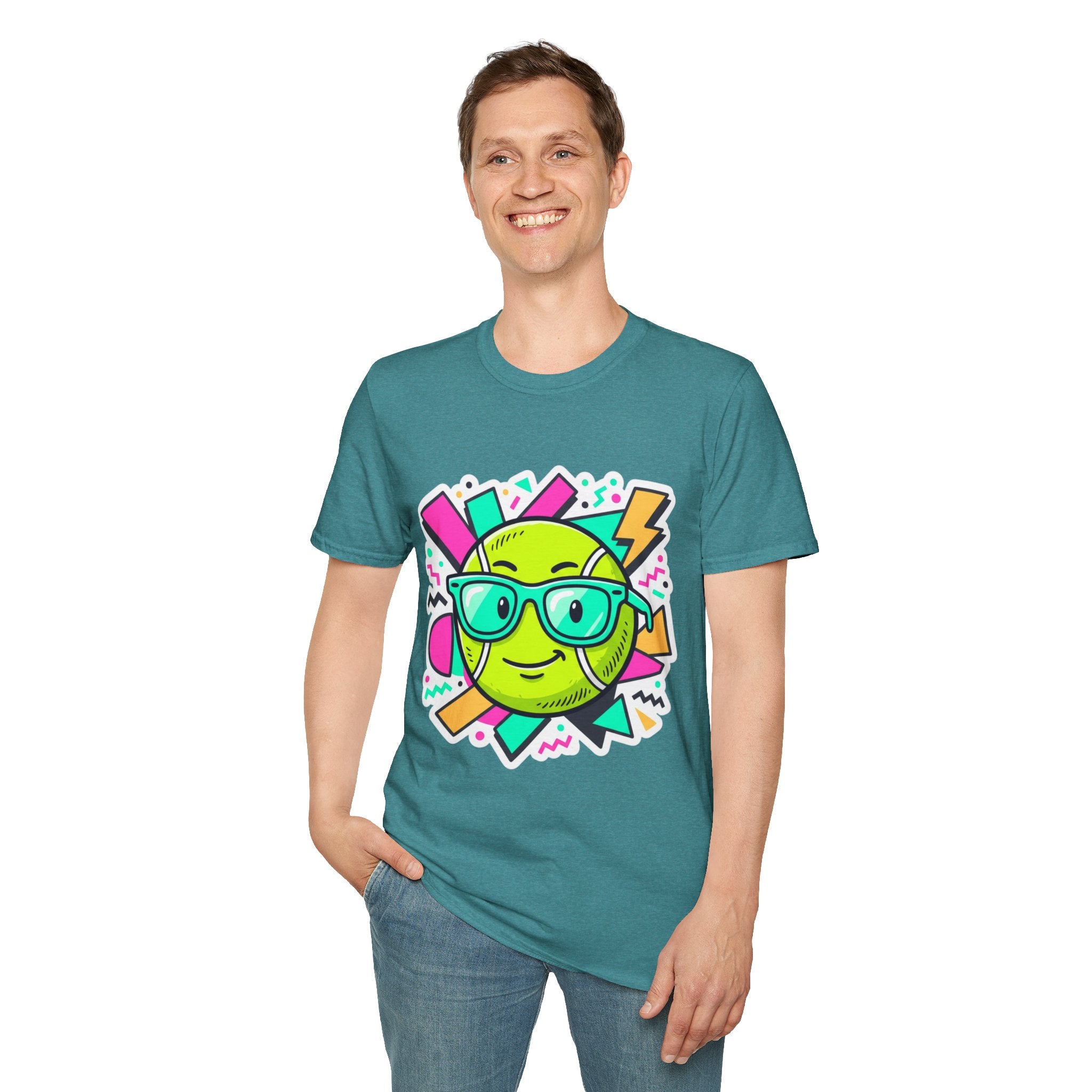 Retro Smiley Sunglasses T-Shirt — Neon Pop Graphic Tee