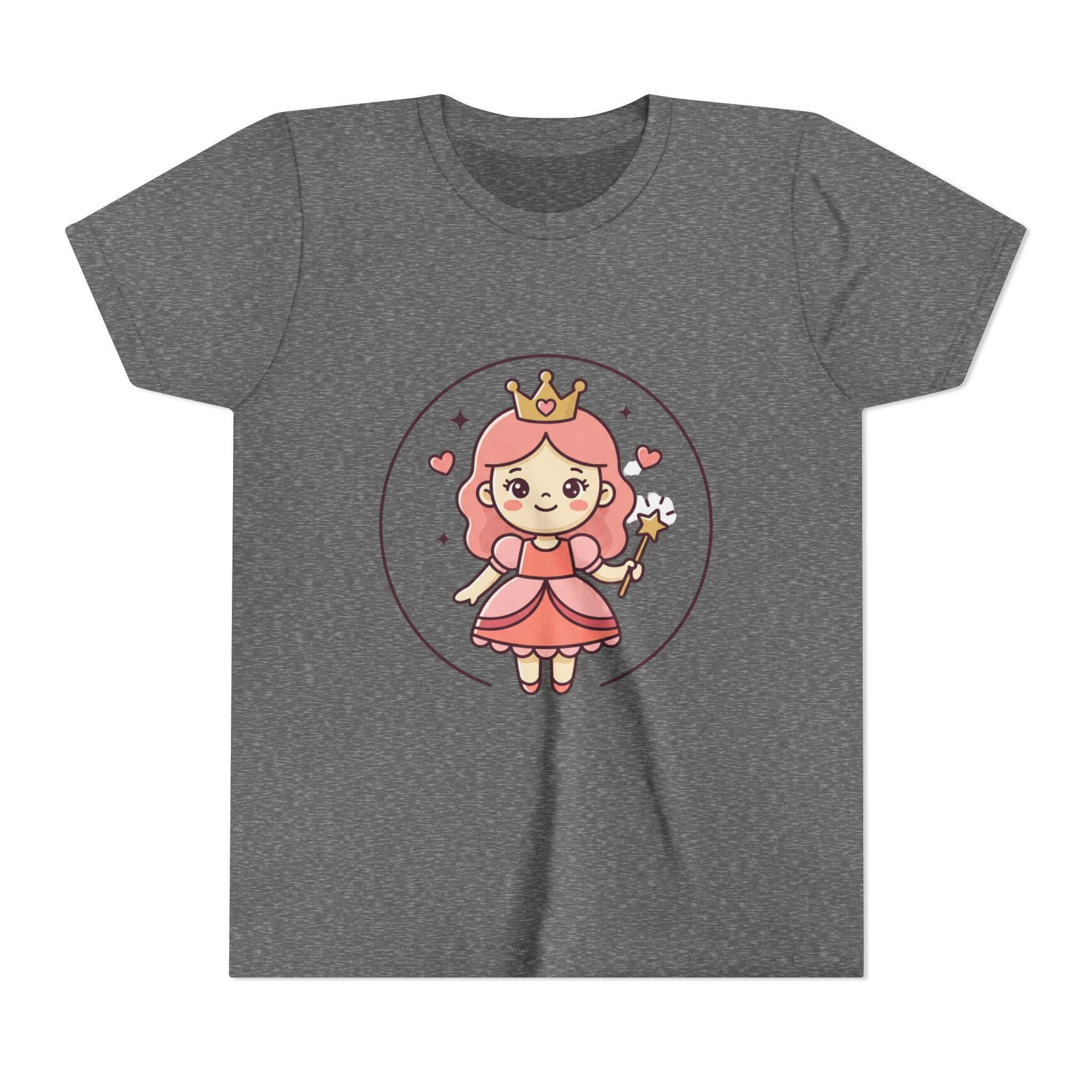 Princess Fairy Kids T-Shirt - Cute Pink Crowned Princess Graphic Youth Tee