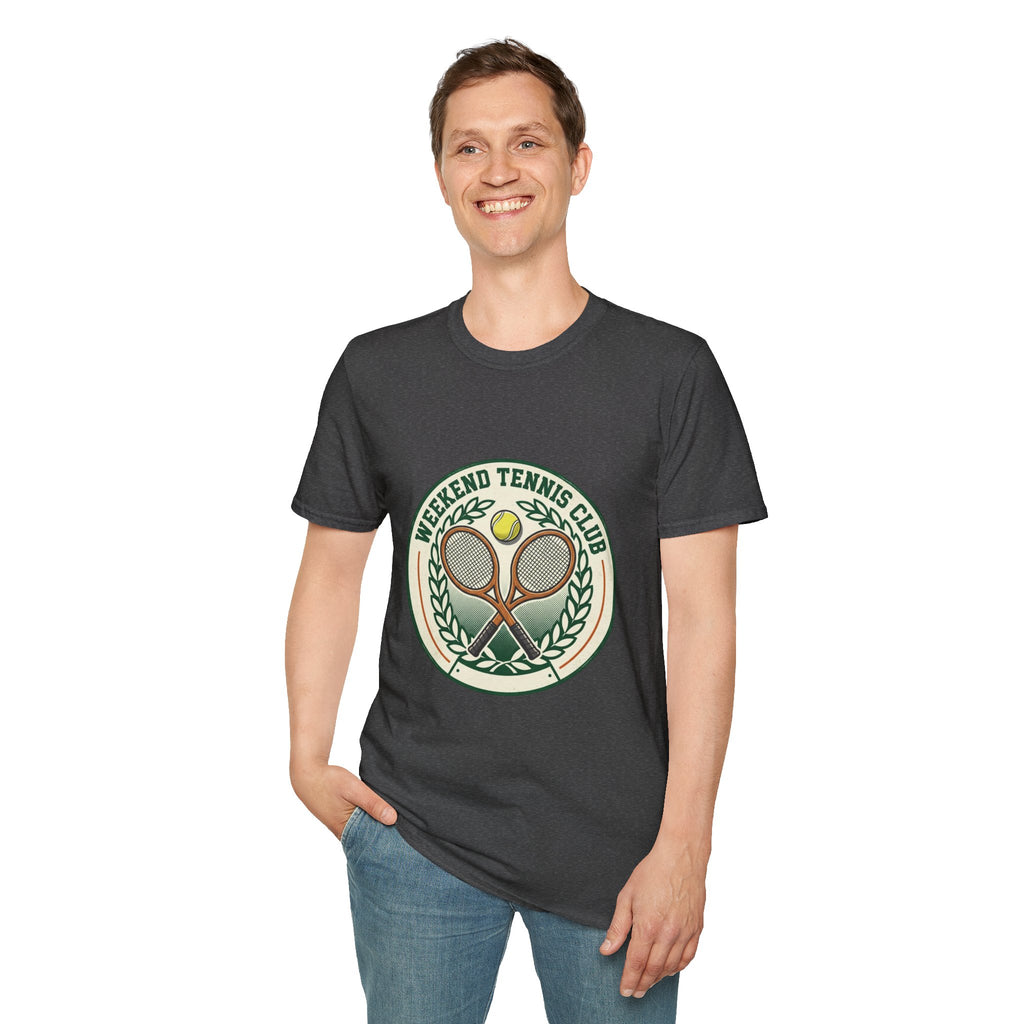 Weekend Tennis Club T-Shirt — Retro Tennis Racket & Ball Graphic