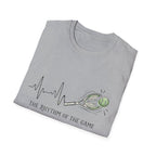 Tennis Rhythm T-Shirt — “The Rhythm of the Game” Tennis Racket & Ball Tee