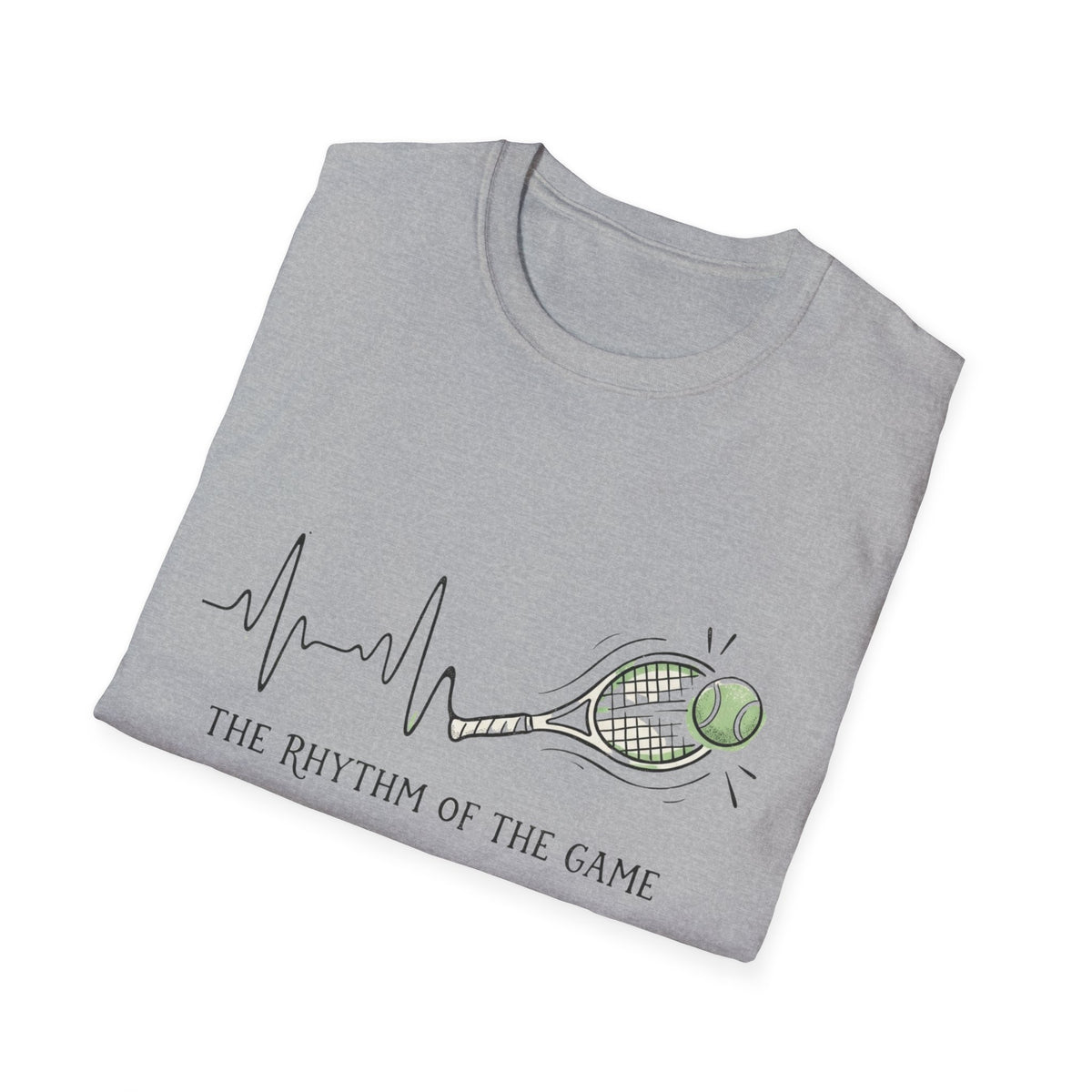 Tennis Rhythm T-Shirt — “The Rhythm of the Game” Tennis Racket & Ball Tee