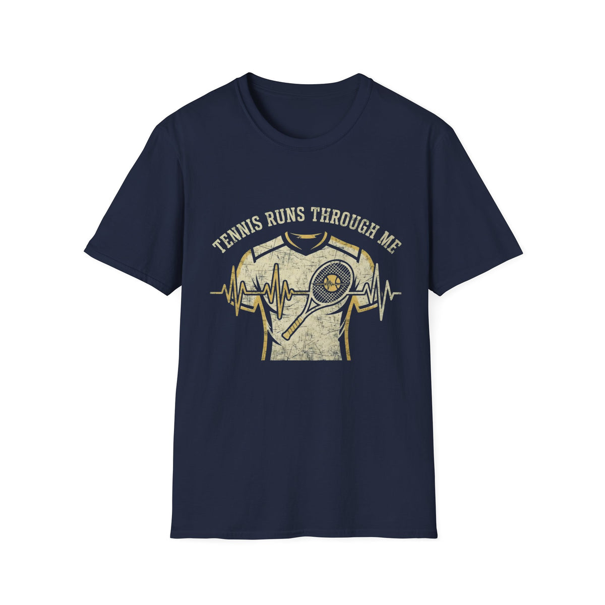 T-Shirt — "Tennis Runs Through Me" Vintage Tennis Heartbeat Tee