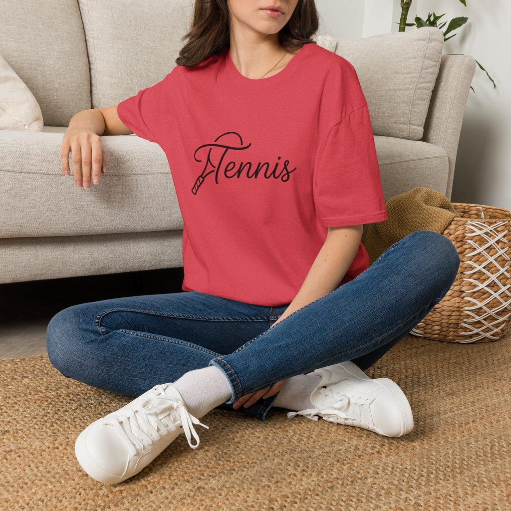Tennis Script T-Shirt — Elegant Racket Design