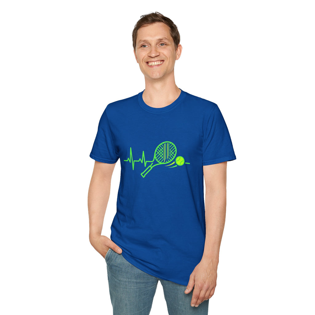Tennis Racket Heartbeat T-Shirt — Neon Green Tennis Lover Tee