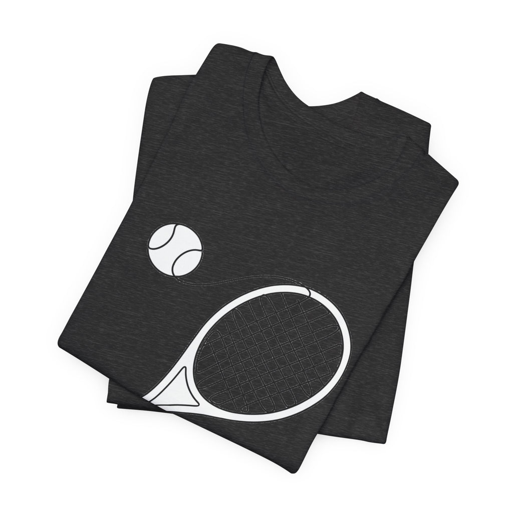 Tennis Racket & Ball Graphic Tee – Minimal Sports T‑Shirt for Players & Fans